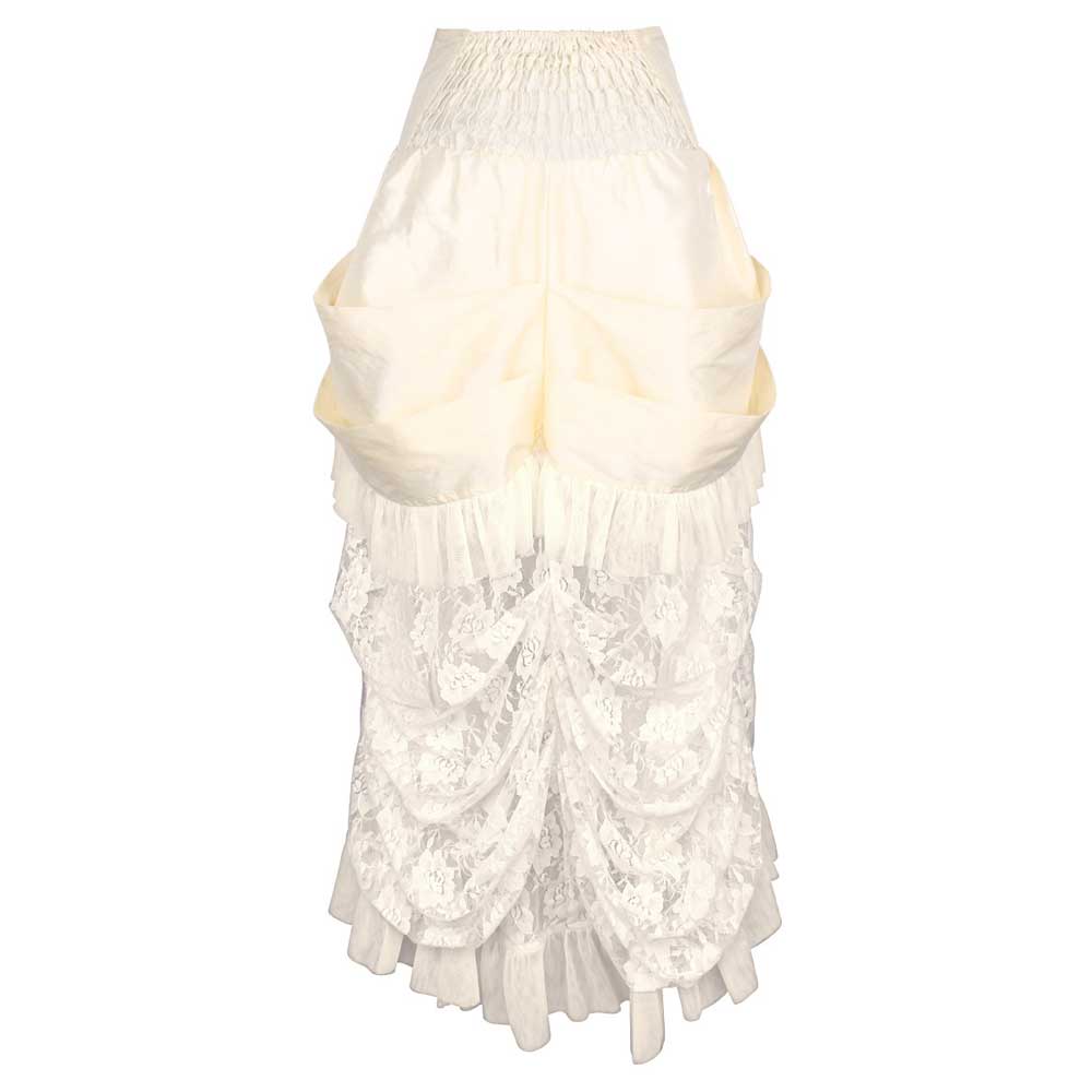 Attitude Corsets - Poly Taffeta with Elasticated Waistband Hoch niedriger Rock - Creme